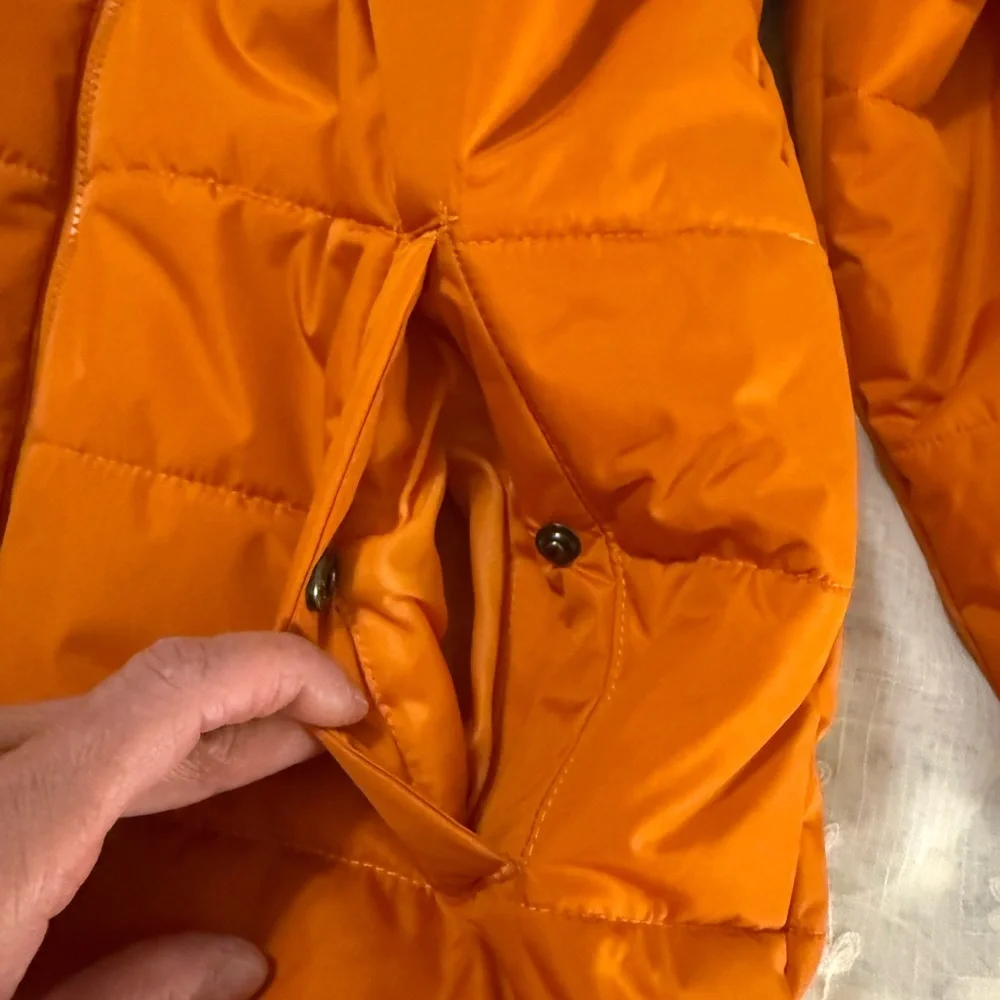 Whales Tail Youth Orange Puffer Jacket with Hood, Sz 14/16, NWT